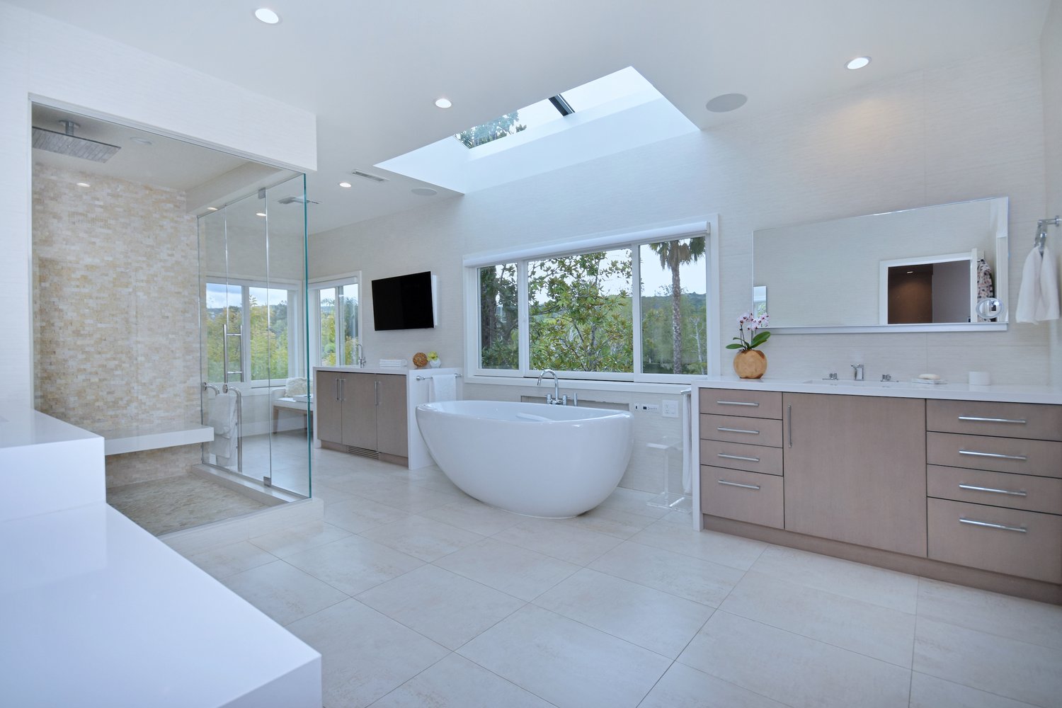Freestanding tub in a spa bathroom